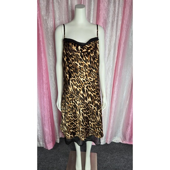 Forever 21 Leopard Print Satin Lined Adjustable Strap Slip Dress Size 1X Plus - Picture 2 of 11